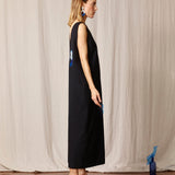 Dede Embroidered Black Cotton Jumpsuit