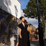 Bibi Embroidered Black Cotton Kimono Dress