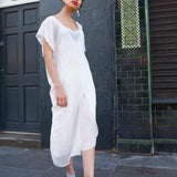 Laila White Silk Chiffon Kaftan