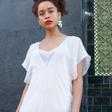 Laila White Silk Chiffon Kaftan