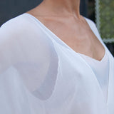 Laila White Silk Chiffon Kaftan
