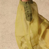 Top cruzado de organza de seda verde Zof