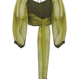 Zof Silk Organza Wrap Top I Green