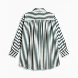 Margaritte Oversize Shirt I Black & White stripe (Regenerative Cotton)