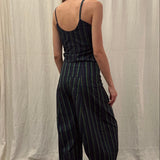 Olivia Top I Navy-Green stripe