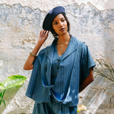 Farah Wrap Top I Indigo Stripe