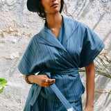 Farah Wrap Top I Indigo Stripe