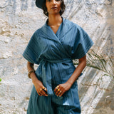 Farah Wrap Top I Indigo Stripe