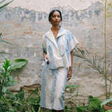 Farah Wickeltop | Indigo-Streifen
