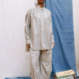 Margaritte Oversize Shirt I Black & White stripe (Regenerative Cotton)