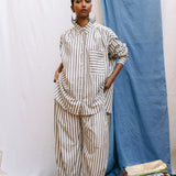 Margaritte Oversize Shirt I Black & White stripe (Regenerative Cotton)