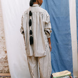 Margaritte Oversize Shirt I Black & White stripe (Regenerative Cotton)