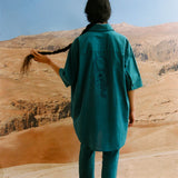 Camisa unisex Hafez I verde azulado