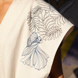 Bibi Embroidered Ecru Silk Kimono Dress