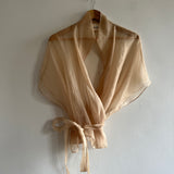 Farah Nude Silk Organza Wrap Top